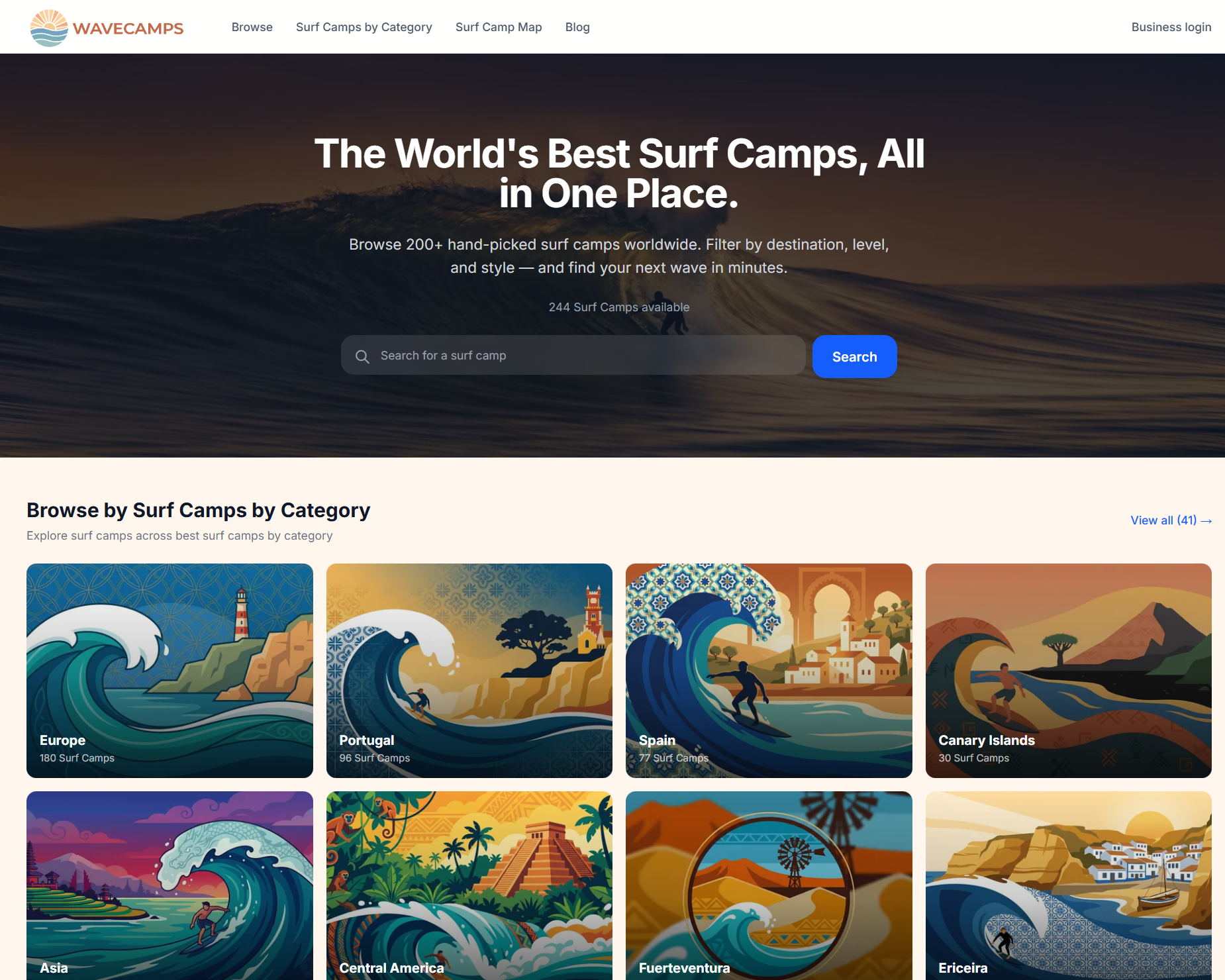 Wavecamps website